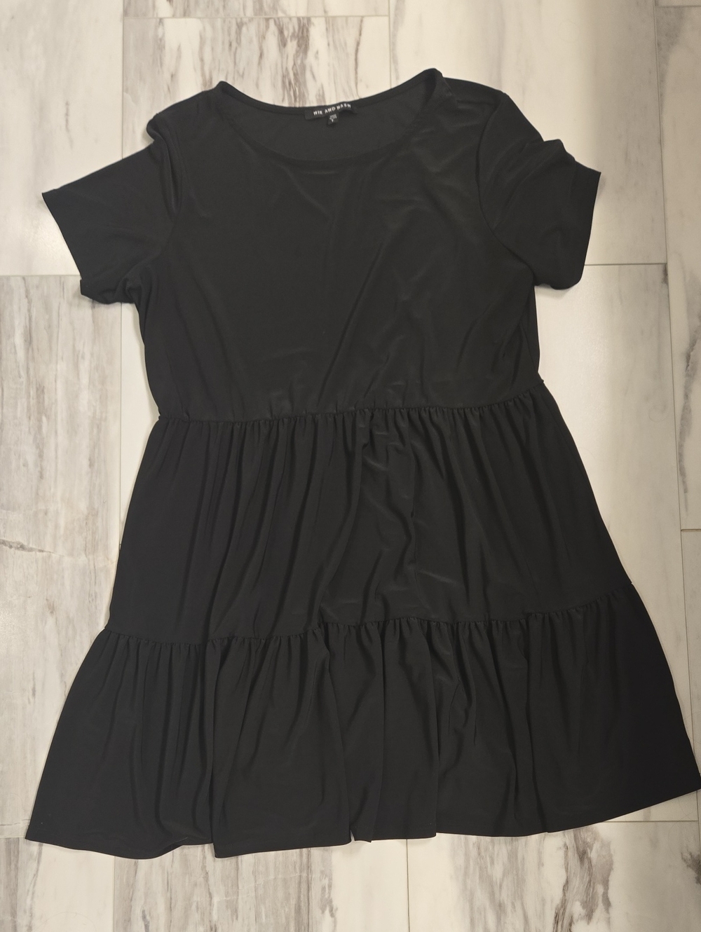 Girls' Black Tiered Short Sleeve Dress - Casual Everyday